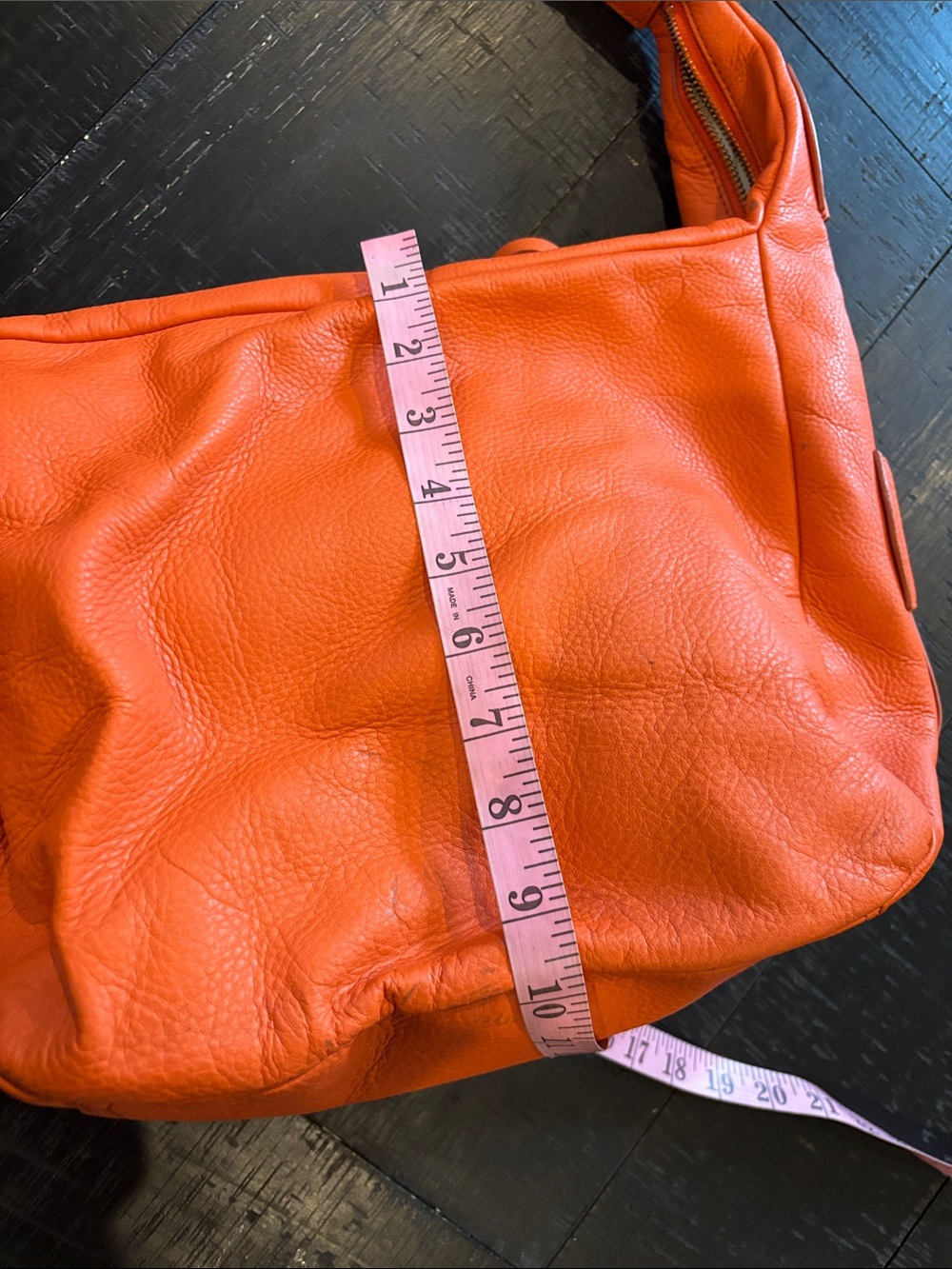 Lauren Ralph Lauren Orange Hobo Pebbled Leather Shoulder Bag Purse - Picture 9 of 14